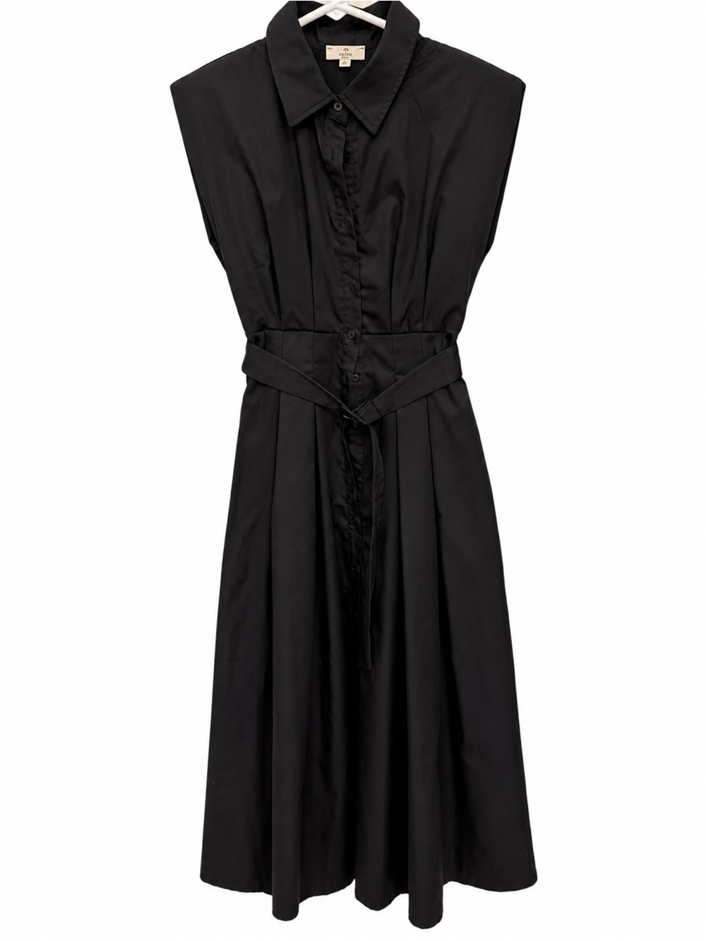 Entro Black Belted Sleeveless Shirt Dress – Size Small